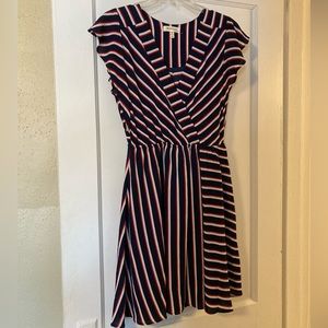 Striped Faux Wrap Dress